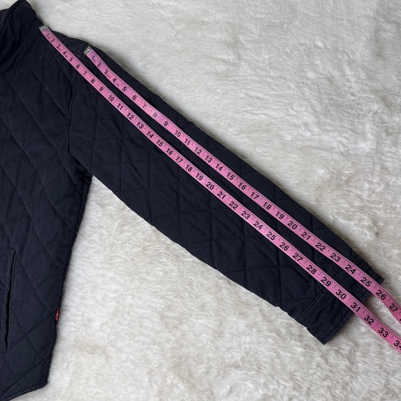 Levis Quilted Shirt Jacket Men Medium Navy Zip Snap Barn Coat Shacket Cotton - Picture 11 of 17